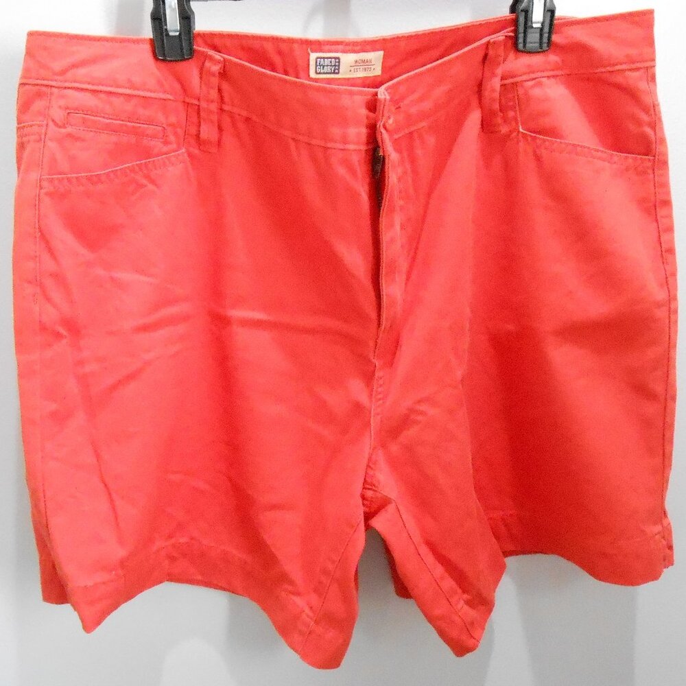 Faded Glory Women's Orange 5 Pocket Hi Rise Cotton Denim Shorts-Size 18W